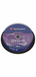 VERBATIM DVD+R(10-Pack)Spindl/MattSlvr/16x/4.7GB