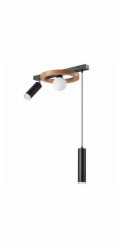 Lamkur Stropní svítidlo Otis 49137, 2x15W E27, 1x5W G9, dub/černá