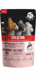 PET REPUBLIC Adult Jemně nakrájené telecí maso - mokré krmivo pro kočky - 100 g