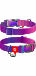 Waudog gradient nylon dog collar with QR code, purple , size XL