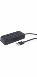 Gembird 4portový USB 2.0 hub s přepínači, černý