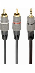 Gembird Stereofonní kabel minijack 3,5 mm na 2*RCA 2,5 m s pozlacenými konektory