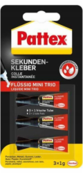 Pattex tekuté lepidlo Super Glue Liquid Mini-Trio bezbarvé 3x1g