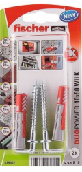 Fischer Hmoždinky DuoPower O 10 mm x 50 mm WH K 2 kusy s úhlovým hákem