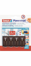 Tesa Samolepicí háčky na záclony Powerstrips, hnědé, 4 kusy