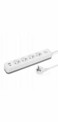 Montis MT186-WG-5 bílo-šedý prodlužovací kabel se 4 zásuvkami a USB, 5 m