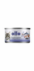 OLLO Cat nr 4 Tuna & Chicken with squid & shrimp in broth - mokré krmivo pro kočky - 70g