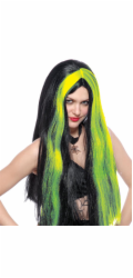 Černá paruka se zelenými pramínky