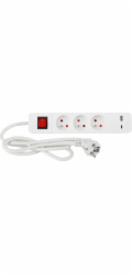 Kábel Strend Pro LG-FB603K, L-1.4 m, predlžovací, 3x zásuvka + vypínač, USB