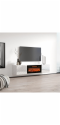 Skříň RTV LUXE 182,6x34,5x37,5 bílá/lesklá bílá + černý krb