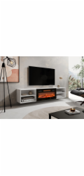RTV skříň POLO 180x33x39 bílá + krb černá