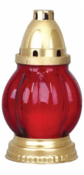 Svíčka hřbitovní sklo 20 cm červená (60 g/cca 18 h)