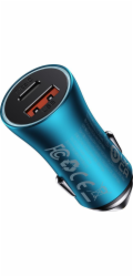 Baseus Golden Contactor Max nabíječka do auta, USB + USB-C, 60 W (modrá)