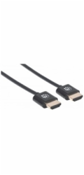 MANHATTAN Ultra-thin High Speed HDMI Cable with Ethernet, HEC, ARC, 3D, 4K, HDMI Male to Male, Shielded, Black, 0,5m