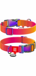 Nylon collar with QR code for Waudog gradient dog, orange , size XL