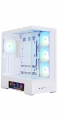 Zalman skříň P40 DS / ATX / 4x120mm ARGB fan / 2xUSB 3.0 / USB-C / displej / panoramatická / bílá