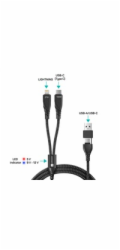 CONNECT IT Nabíjecí kabel Wirez 4v1, USB-C/USB, Lightning/USB-C, 1.25m, černá