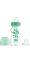 Dr Browns Dr. Browns WB91606-SET LAHEV DO NIKETU ZELENÁ/ŠIROKOHRDLÁ LAHEV 270 ML MOŽNOSTI + ZELENÁ DEKORACE, S NIKETEM + 6M A NEVYLITÍM NÁUSTNÍKEM/