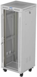 Lanberg 19" 32U 600x600 šedá stojící racková skříň s perforovanými dvířky a LCD (ploché balení)