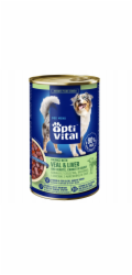OPTIVITAL Chunks with veal, hearts, liver and carrots - vlhké krmivo pro psy - 1250g