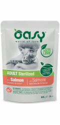 OASY Chunks in gravy Sterilized Salmon - mokré krmivo pro kočky - 85g