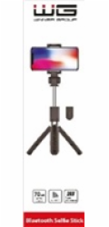 BAZAR - WG - Selfie tyč WG 6, Selfie tyč + tripod, teleskopická, s bluetooth tlačítkem, černá - Poškozený obal (Komplet)