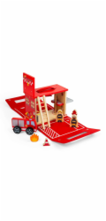 Bigjigs Toys Dřevěná hasičská stanice na cesty