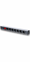 DIGITUS 19" PDU, 1U hliník, SCHUKO -> 7x CEE 7/4, vypínač