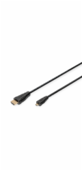 Digitus HDMI High Speed Kabel mit Ethernet, Typ D > Typ A (schwarz, 1 Meter, Micro-HDMI)