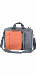 Modecom brašna RENO na notebooky do velikosti 15,6", kovové přezky, 5 kapes, funkce batohu, šedo/oranžová