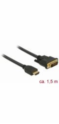 Delock - Kabel adaptéru - HDMI s piny (male) do DVI-D s piny (male) - 1.5 m - trojnásobně stíněný - černá - křídlové šrouby