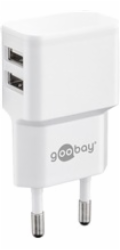 Goobay Napájecí a nabíjecí adaptér 230V na 2x USB, max.2,4A, bílý