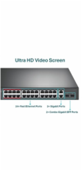 TP-Link CCTV switch TL-SL1226P (24x100Mb/s, 2xGbE/2xSFP combo, 24xPoE+, 250W)