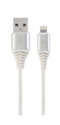 Gembird nabíjecí kabel Lightning 8-pin (M) na USB 2.0 (M), prémiový, opletený, 1 m, bílý