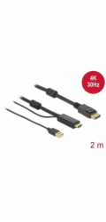 Delock - Kabel video/audio - HDMI, USB (pouze napájení) s piny (male) do DisplayPort s piny (male) - 2 m - trojnásobně stíněný - černá - podporuje 4K