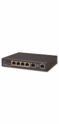 Planet GSD-604HP PoE switch 1Gbps, 6xTP, 4xPoE 802.3at/af 30W/55W, fanless