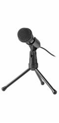 NEDIS stolní všesměrový mikrofon/ tlačítko ON/OFF/ s tříramenným stojanem/ 3,5mm jack/ citlivost -30dB/ černý
