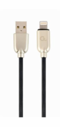 Gembird kábel nabíjací Lightning 8-pin (M) na USB 2.0 (M), prémiový, gumovo - opletený, 1 m, čierny