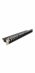 Delock 19” Keystone Patch Panel 24 Portů naklápěcích černý
