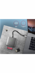 AXAGON CRE-S3C, USB-C 3.2 Gen 1 - SUPERSPEED čtečka karet, 3-slot & lun SD/microSD/CF, podpora UHS-II