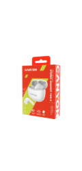 CANYON TWS-5 BT sluchátka s mikrofonem, BT V5.3 JL 6983D4, pouzdro 500mAh+40mAh až 38h, bílá