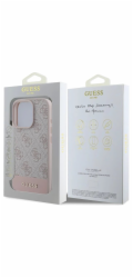 Guess PU 4G Stripe kryt iPhone 16 Pro Max ružový