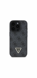 Guess Guess GUHCP16LP4TDPK iPhone 16 Pro 6.3 černý/černý pevný kožený kryt s trojúhelníkovým vzorem a MagSafe 4G