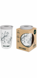 Coffee Format Termohrnek bílý s rostlinným motivem 350 ml