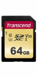 TRANSCEND SDXC karta 64GB 500S, UHS-I U3 V30 (R:95/W:50 MB/s)