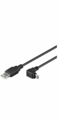 PremiumCord Kabel micro USB 2.0, A-B, konektor do úhlu 90° 1m (černý)