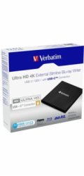 VERBATIM externí mechanika Ultra HD 4K Blu-ray External Slimline Writer (USB 3.1, USB-C) + zdarma 25GB médium +NERO