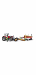Bruder Traktor Massey Ferguson 7480 s čelním nakladačem, přívěs na dřevo (02046)