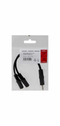 Kabel Jack 3,5mm - Jack 3,5mm x2 0,2m černý