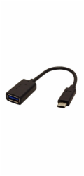USB USB kabel (3.1), USB A F-USB C M, 0,15 m, kulatý, černý, plastový sáček, OTG kabel
